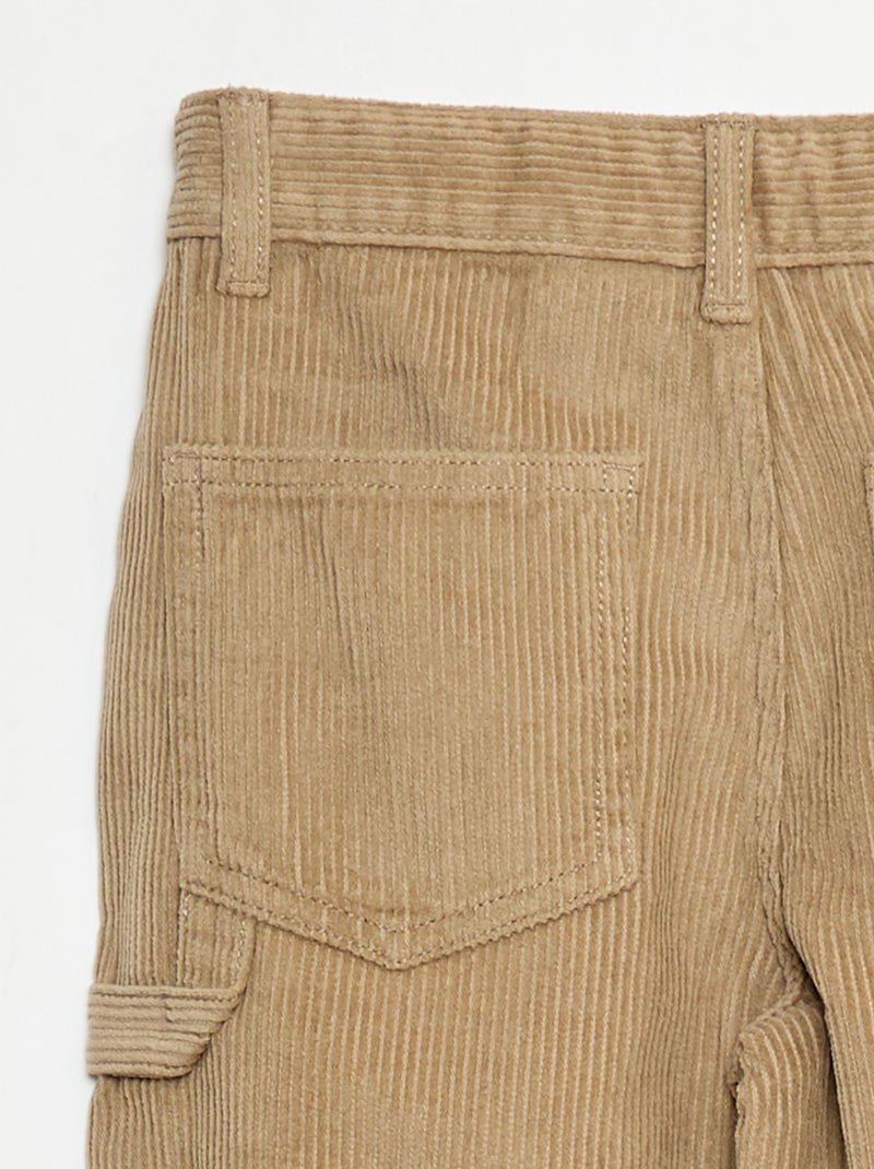 Effen wijde broek van velours Bruin - Kiabi