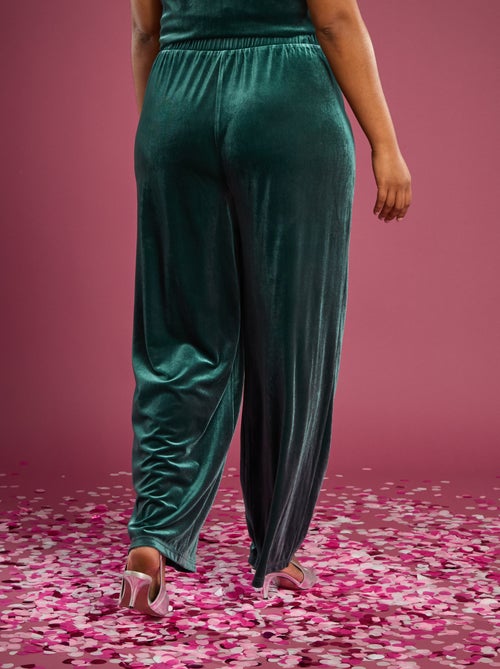 Effen wijde broek van velours - Kiabi