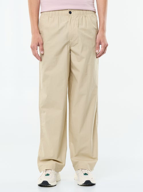 Effen wijde popeline broek - Kiabi