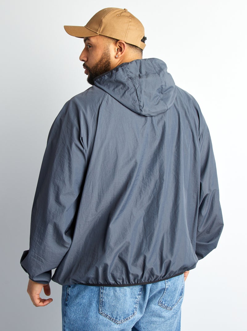 Effen windjack, opvouwbaar in de capuchon BLAUW - Kiabi