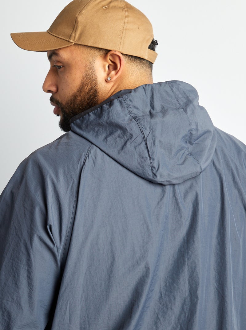 Effen windjack, opvouwbaar in de capuchon BLAUW - Kiabi