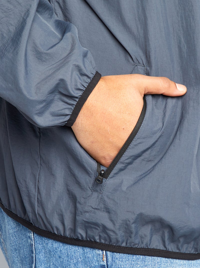 Effen windjack, opvouwbaar in de capuchon BLAUW - Kiabi