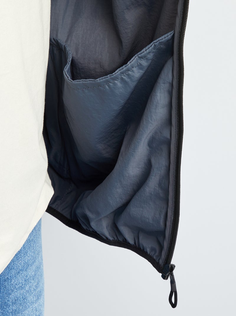 Effen windjack, opvouwbaar in de capuchon BLAUW - Kiabi