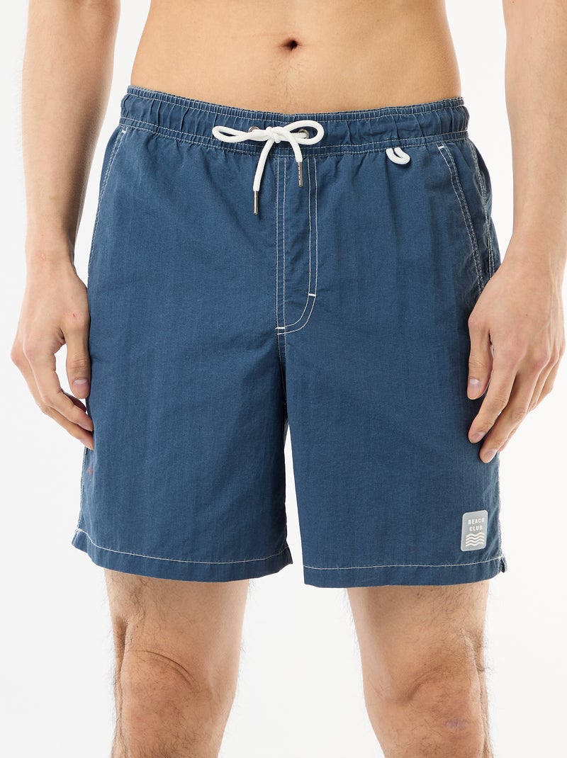 Effen zwemshort met zakken Blauw - Kiabi