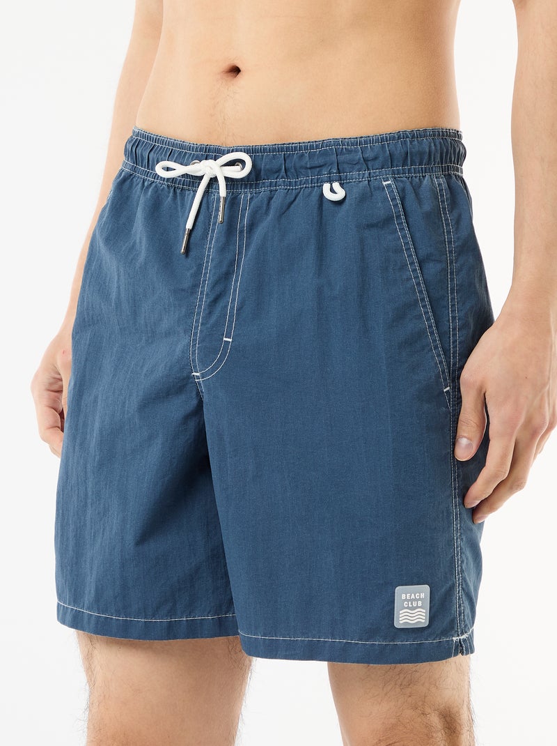 Effen zwemshort met zakken Blauw - Kiabi