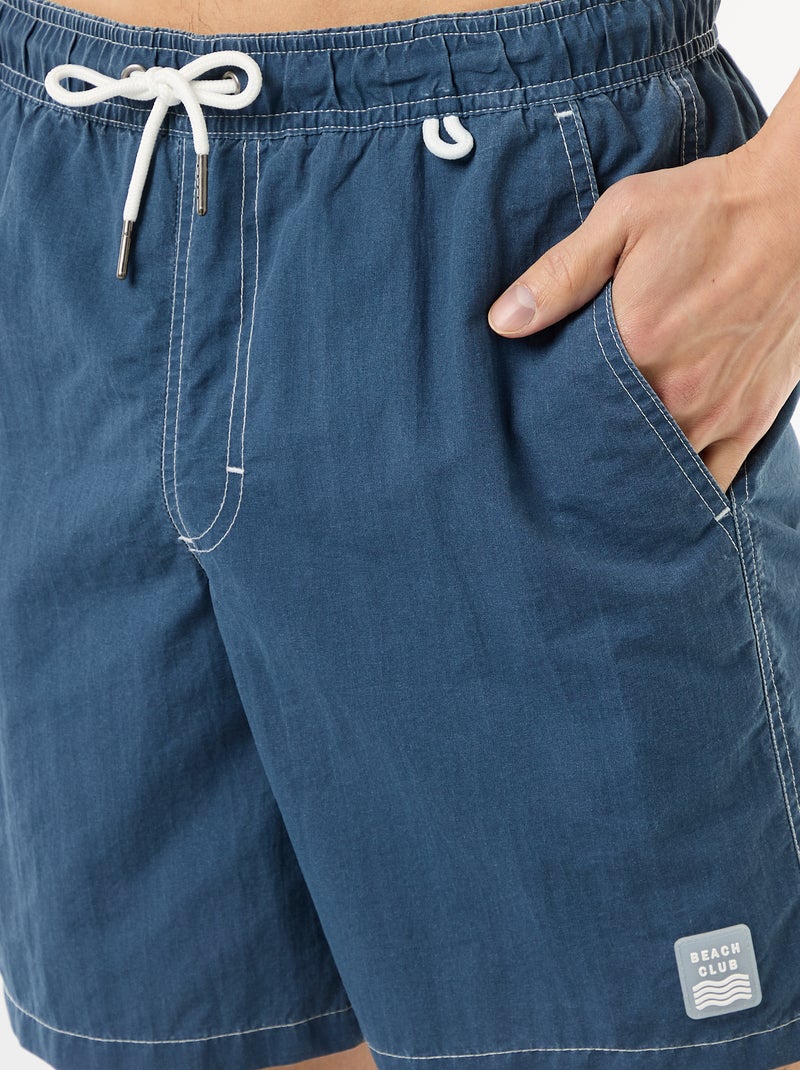 Effen zwemshort met zakken Blauw - Kiabi