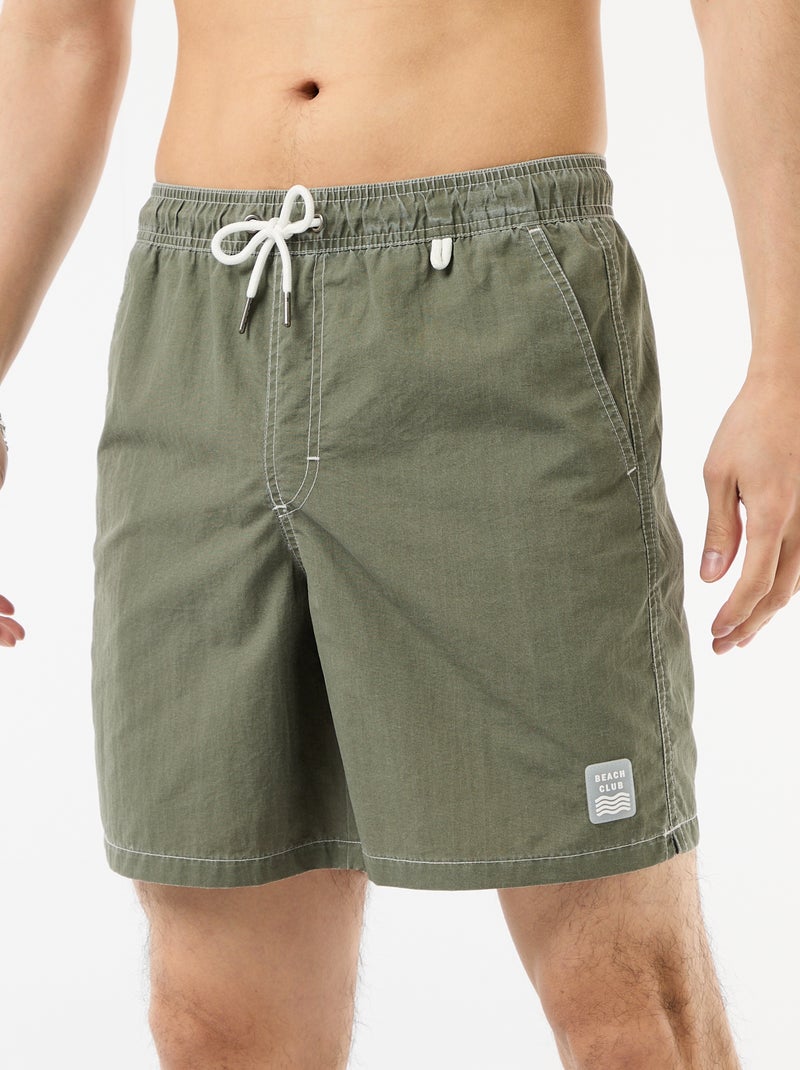 Effen zwemshort met zakken Groen - Kiabi