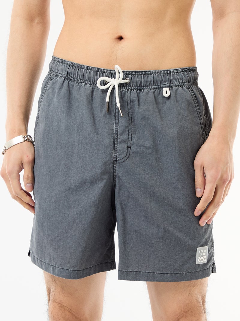 Effen zwemshort met zakken Zwart - Kiabi