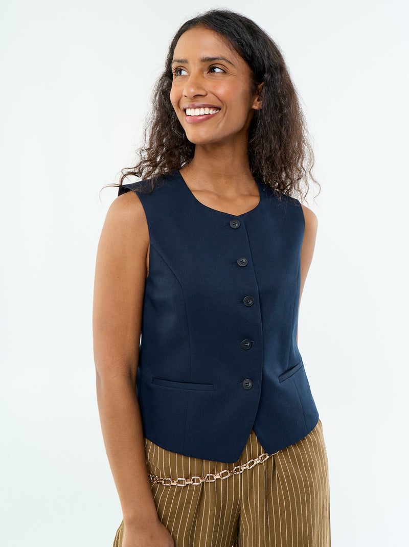 Effenen mouwloze kostuumgilet Blauw - Kiabi