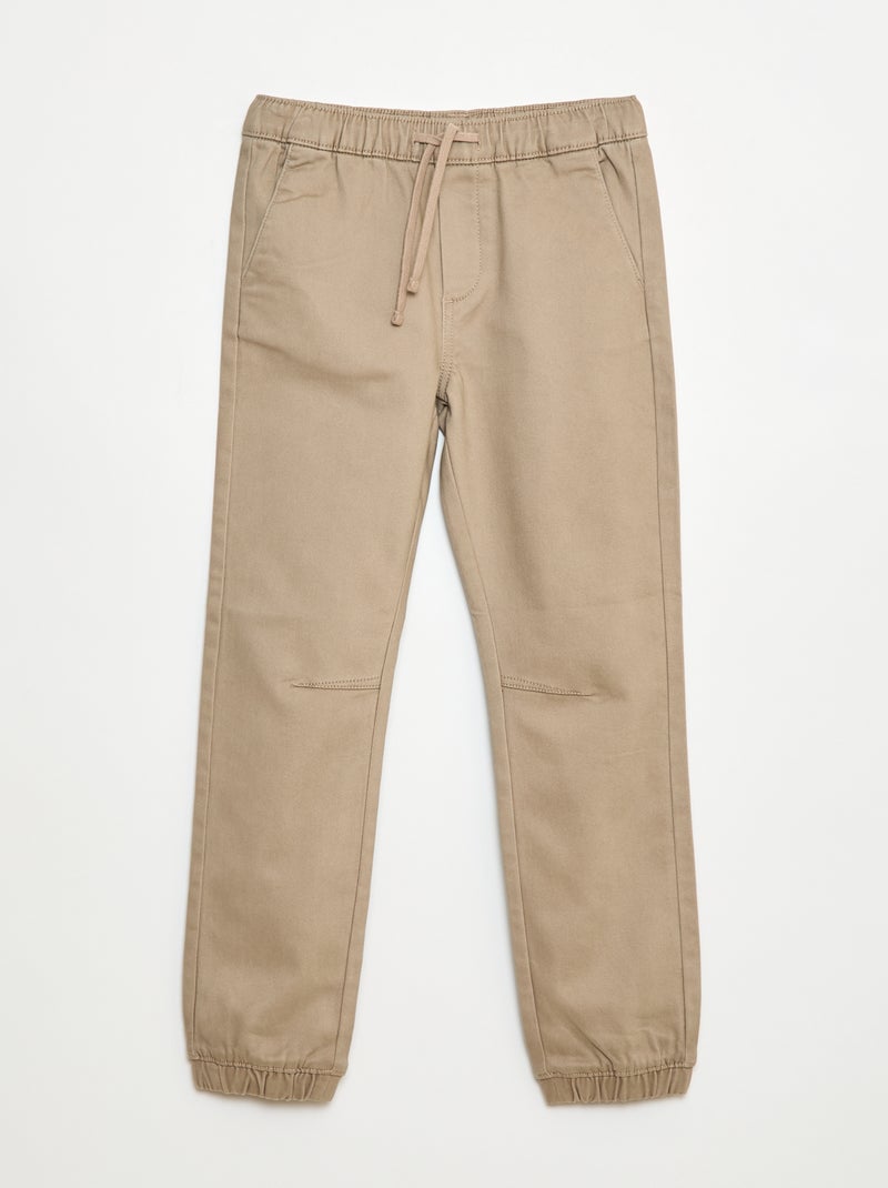 Elastische broek van katoen Biege - Kiabi