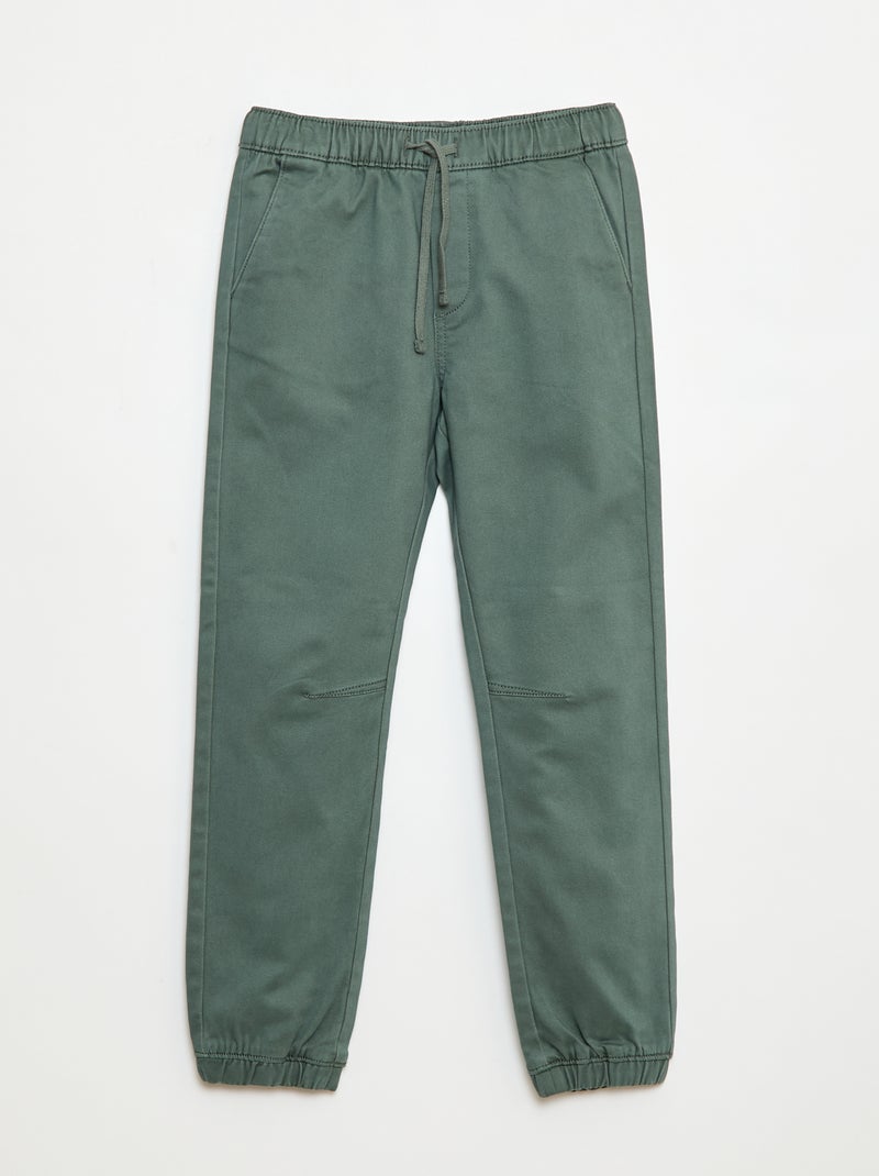 Elastische broek van katoen Groen - Kiabi