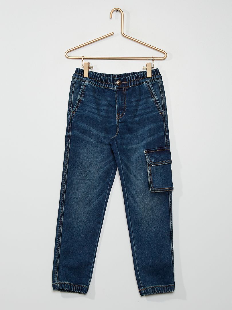 Elastische jeans in joggingmodel BLAUW - Kiabi
