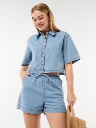 Elastische jeansshort