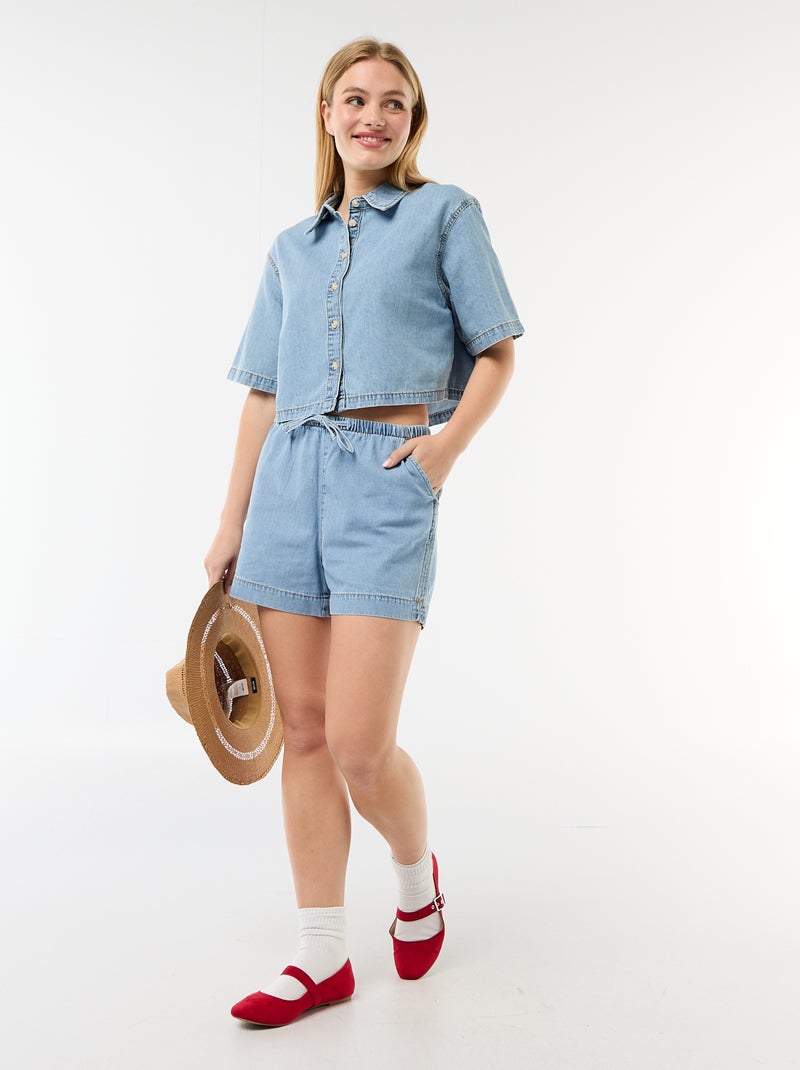Elastische jeansshort Blauw - Kiabi