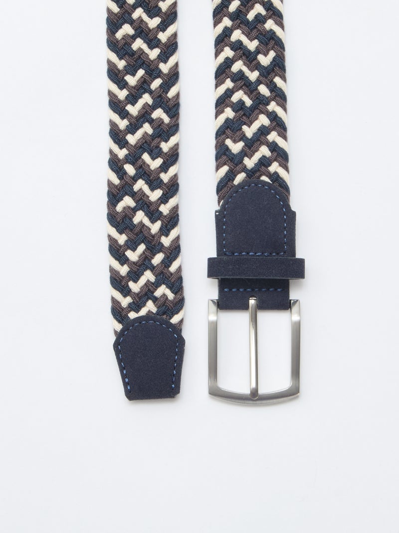 Elastische tweekleurige gevlochten riem Blauw - Kiabi