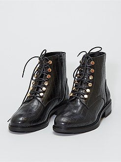 Enkellaarzen van imitatieleer met veters - Kiabi