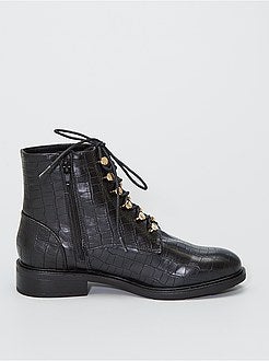 Enkellaarzen van imitatieleer met veters - Kiabi