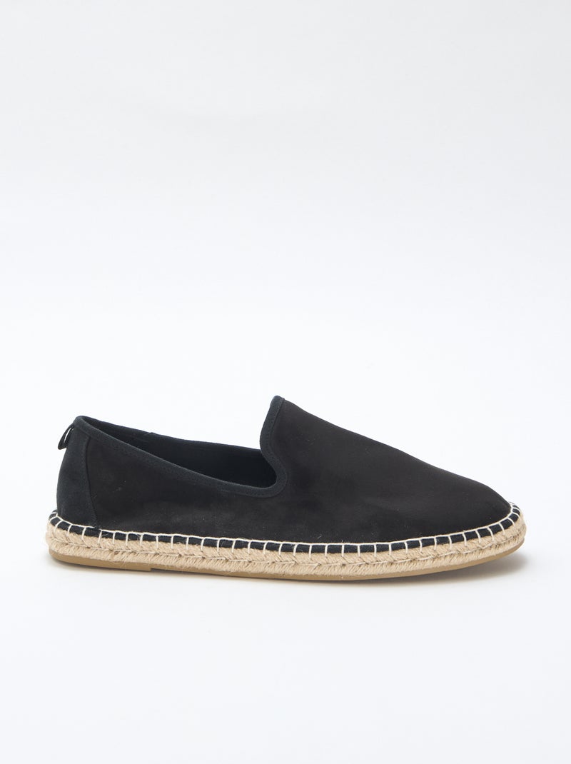 Espadrille van suèdine met platte zool Zwart - Kiabi