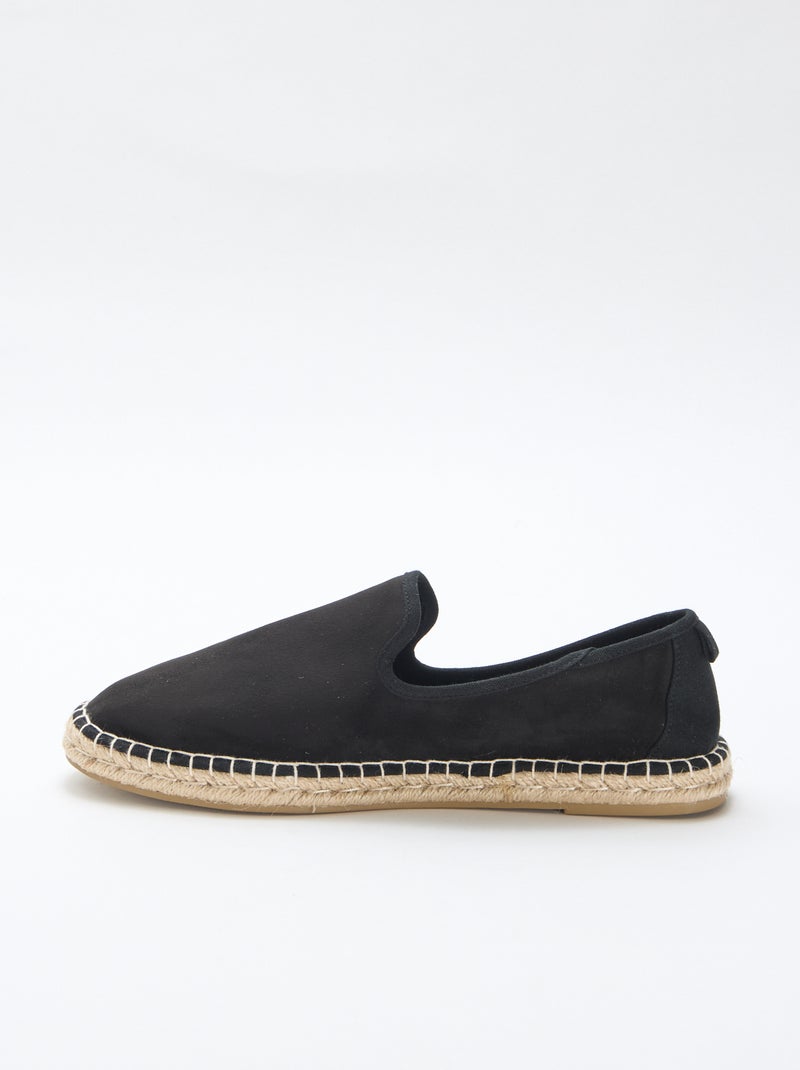 Espadrille van suèdine met platte zool Zwart - Kiabi