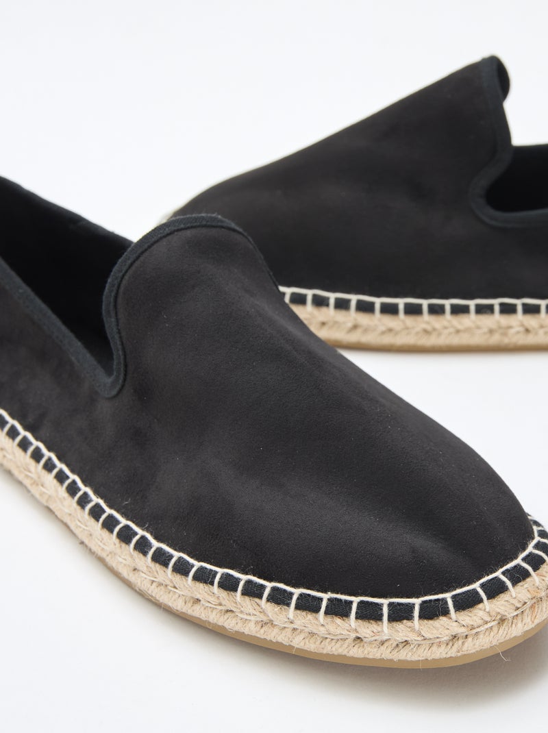Espadrille van suèdine met platte zool Zwart - Kiabi