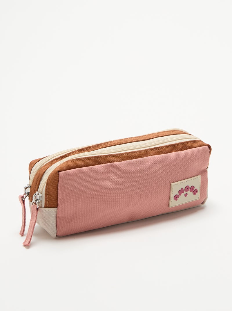 Etui met dubbel compartiment Biege - Kiabi