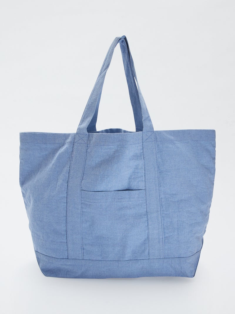 Extra grote katoenen strandshopper BLAUW - Kiabi