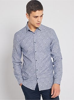 Herenmode maat S-XXL - Extra slim-fit hemd met klein motief - Kiabi
