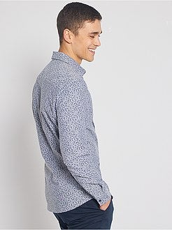 Herenmode maat S-XXL - Extra slim-fit hemd met klein motief - Kiabi