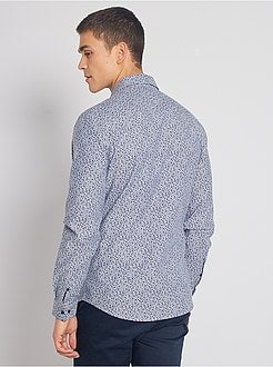 Herenmode maat S-XXL - Extra slim-fit hemd met klein motief - Kiabi