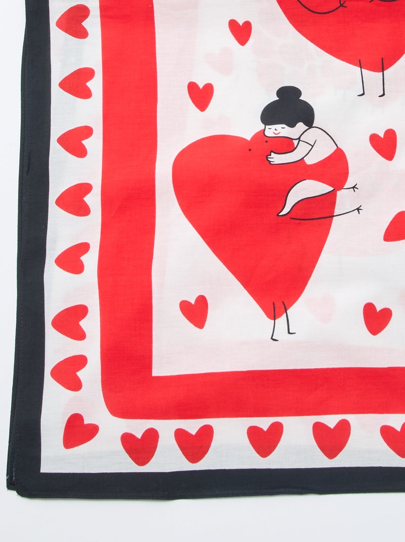 Fantasieprint sjaal (100x100 cm) 'Agathe Sorlet x Kiabi' - Valentijnsdag Wit - Kiabi