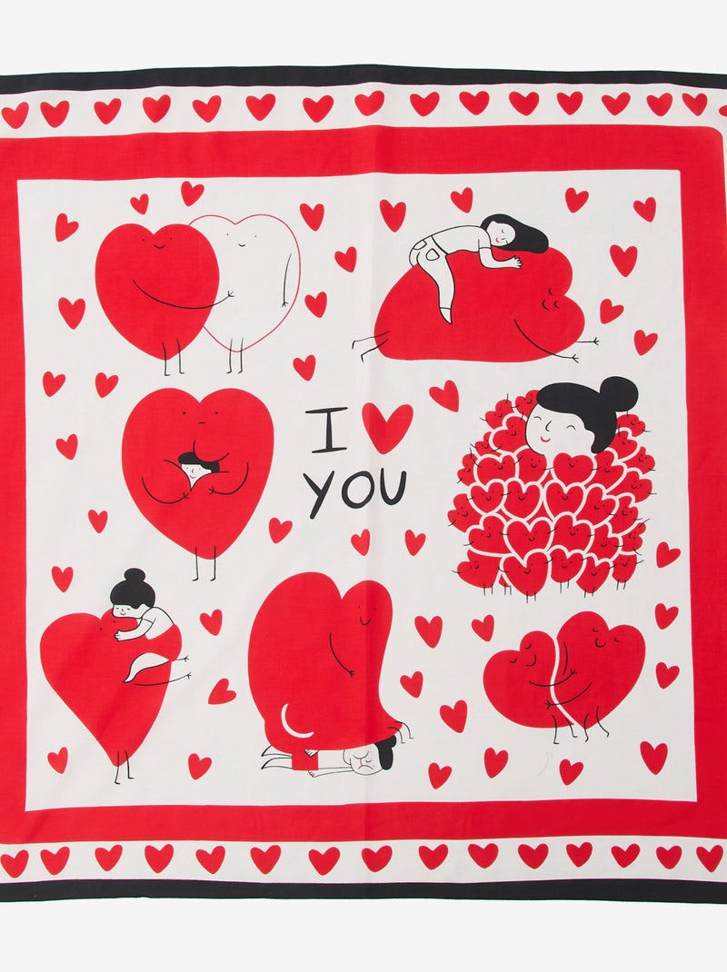 Fantasieprint sjaal (100x100 cm) 'Agathe Sorlet x Kiabi' - Valentijnsdag Wit - Kiabi