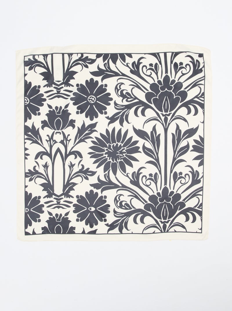 Fantasierijke satijnen sjaal (65x65 cm) Zwart - Kiabi