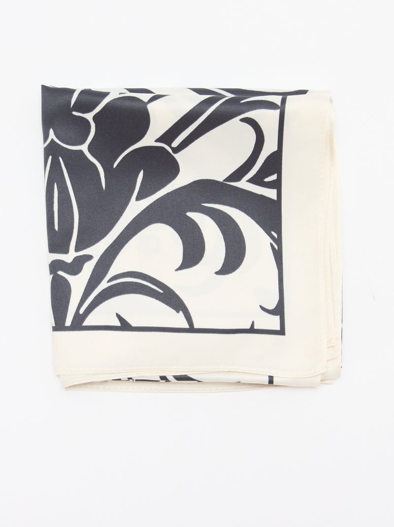 Fantasierijke satijnen sjaal (65x65 cm) Zwart - Kiabi