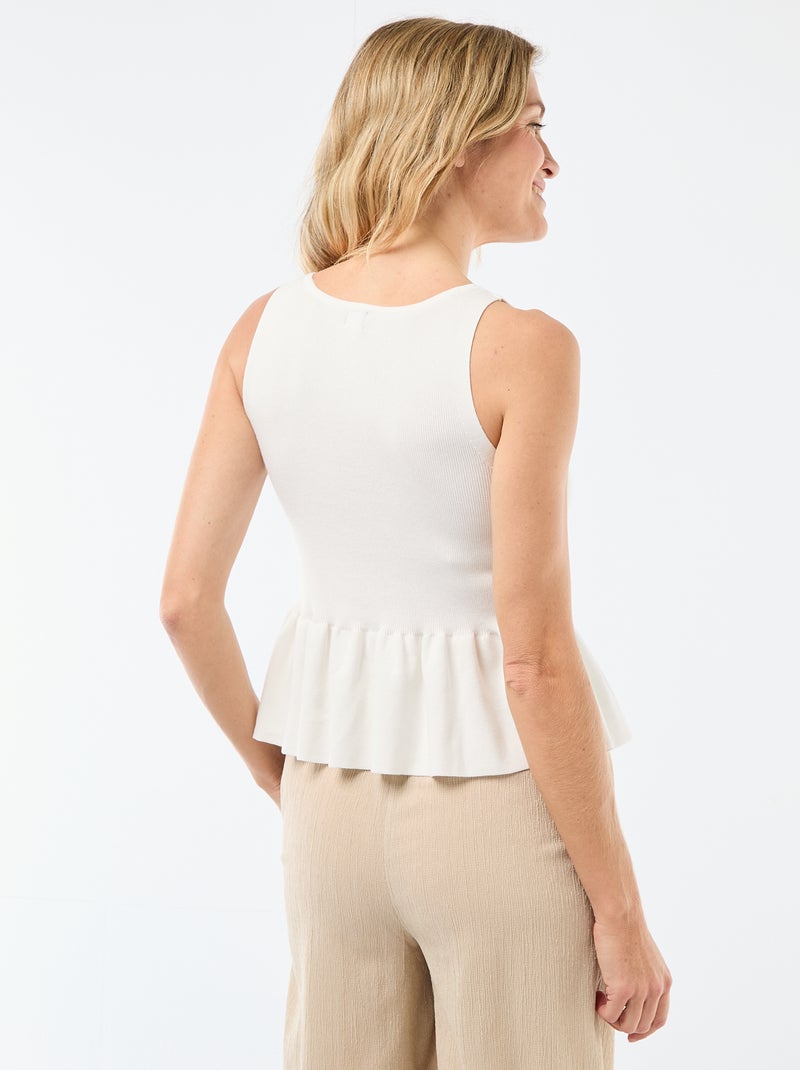 Fijngebreid vest met knoopsluiting Wit - Kiabi