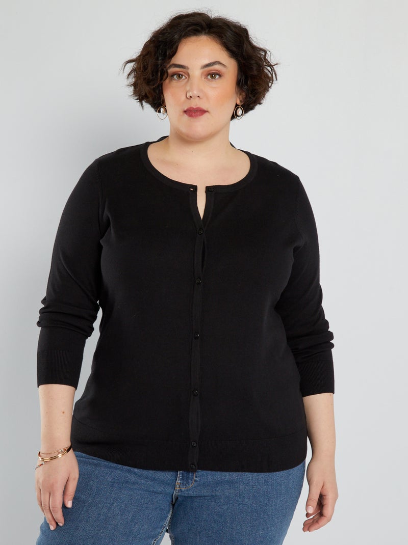 Fijngebreid vest zwart - Kiabi