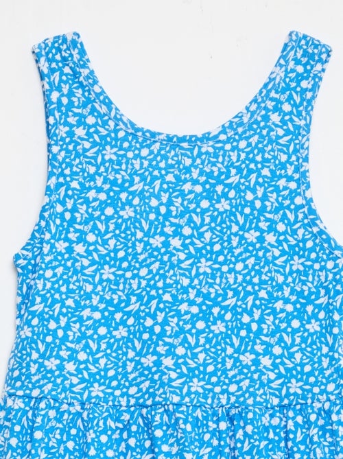 Fijngebreide jurk met dunne bandjes en all-over print van katoen - Kiabi