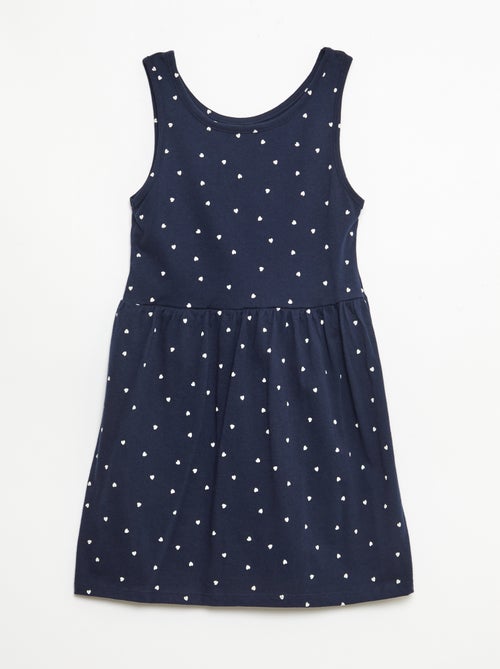 Fijngebreide jurk met dunne bandjes en all-over print van katoen - Kiabi