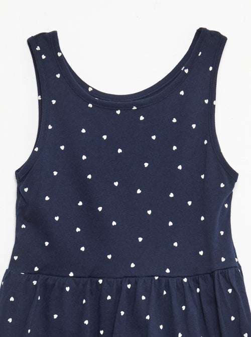 Fijngebreide jurk met dunne bandjes en all-over print van katoen - Kiabi