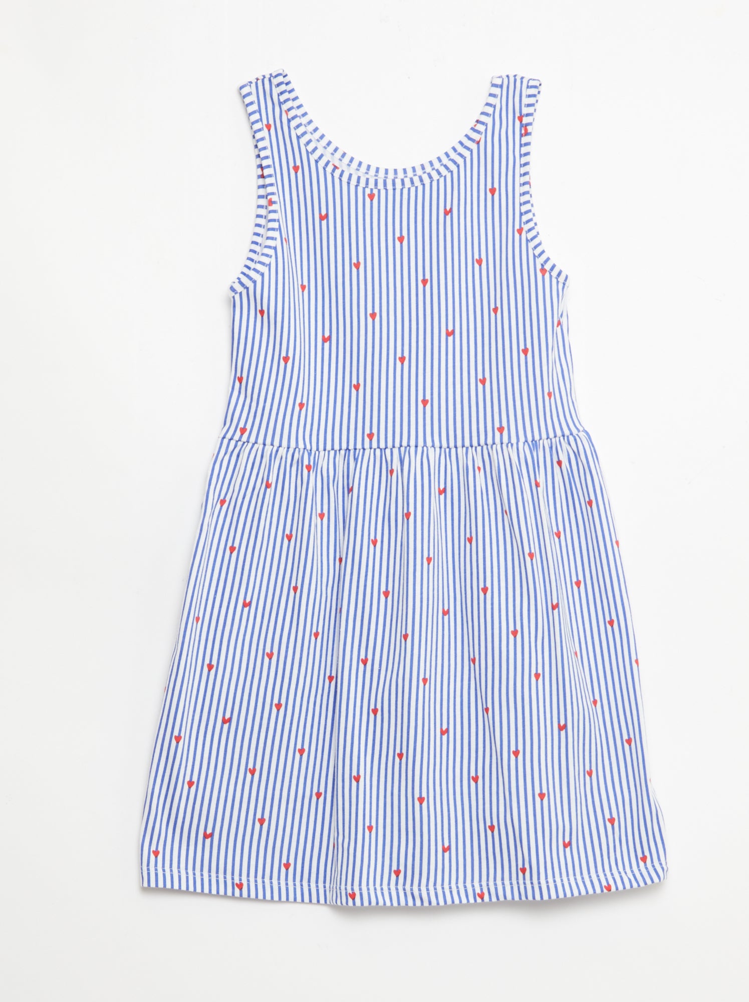 Fijngebreide jurk met dunne bandjes en all-over print van katoen