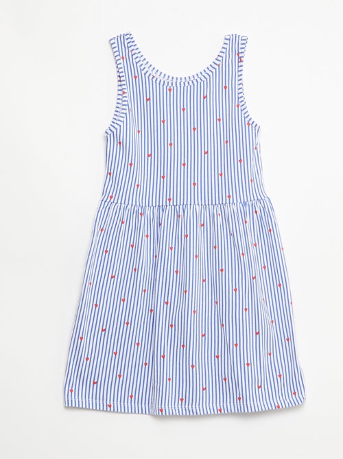 Fijngebreide jurk met dunne bandjes en all-over print van katoen - Kiabi