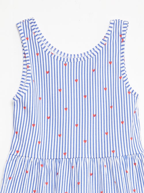 Fijngebreide jurk met dunne bandjes en all-over print van katoen - Kiabi