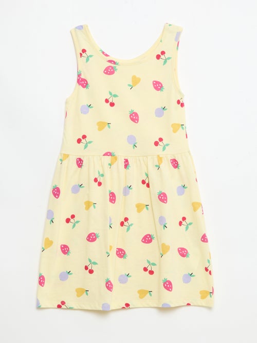 Fijngebreide jurk met dunne bandjes en all-over print van katoen - Kiabi