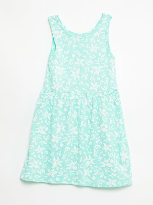 Fijngebreide jurk met dunne bandjes en all-over print van katoen - Kiabi