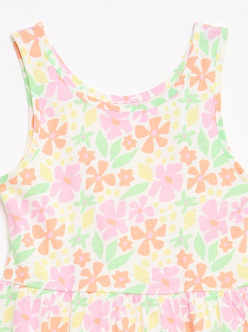 Fijngebreide jurk met dunne bandjes en all-over print van katoen - Kiabi