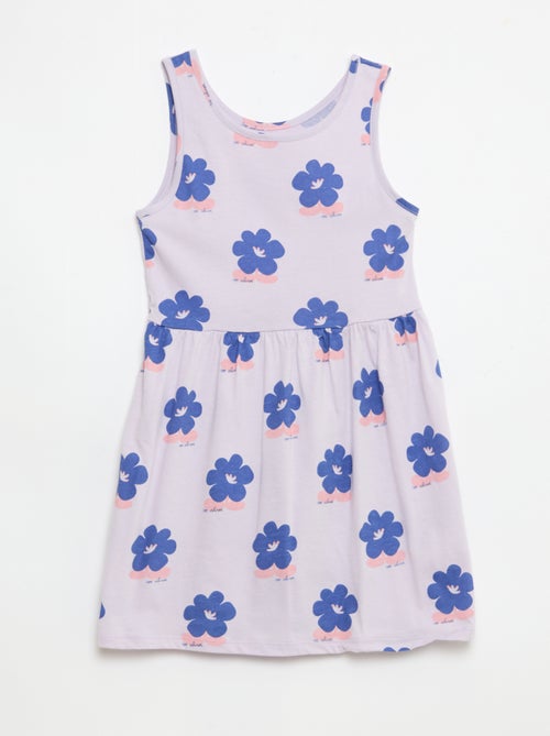 Fijngebreide jurk met dunne bandjes en all-over print van katoen - Kiabi