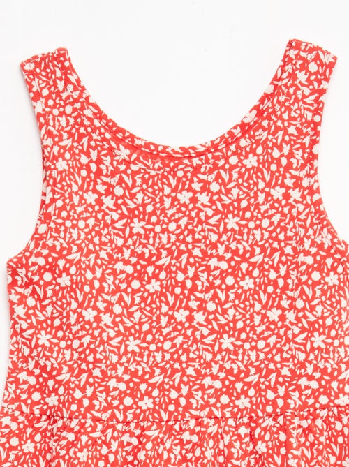 Fijngebreide jurk met dunne bandjes en all-over print van katoen - Kiabi