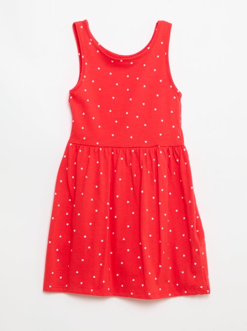 Fijngebreide jurk met dunne bandjes en all-over print van katoen - Kiabi