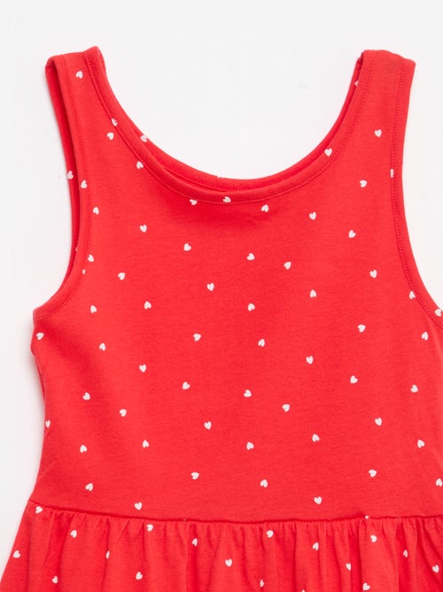 Fijngebreide jurk met dunne bandjes en all-over print van katoen - Kiabi