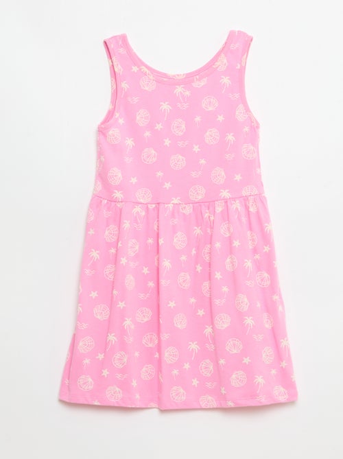 Fijngebreide jurk met dunne bandjes en all-over print van katoen - Kiabi