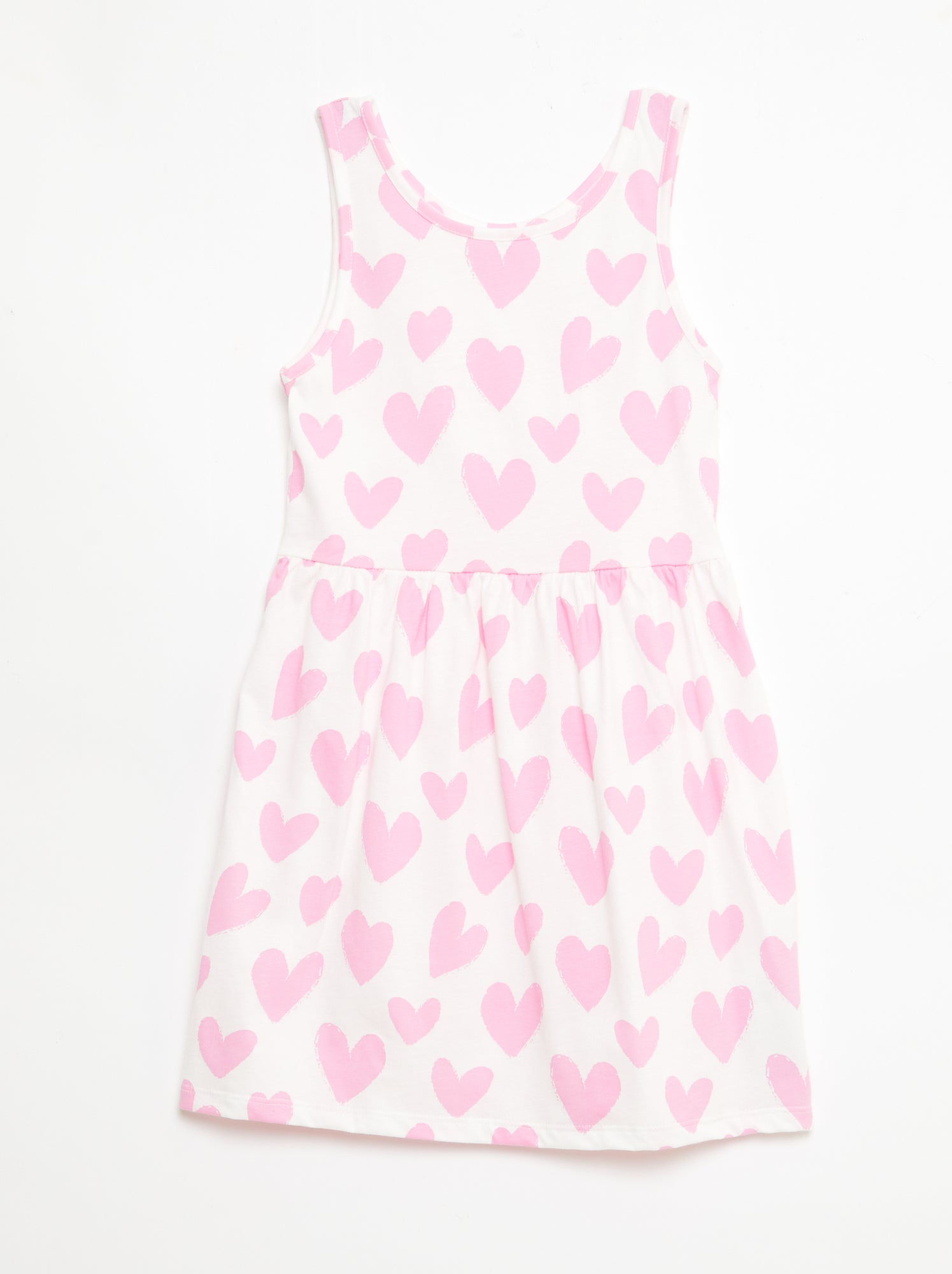 Fijngebreide jurk met dunne bandjes en all-over print van katoen